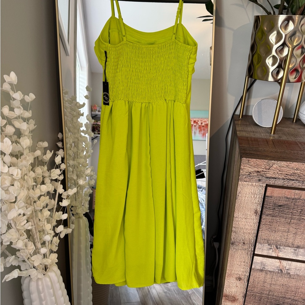 Lime Green Ruffle Dress - Picture 2 of 5